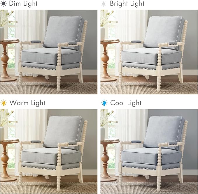 Madison Park Accent Chairs for Living Room Farmhouse Modern Armchair, Solid Wood, Antiqued Finish, Upholstered Seat Removable, Bedroom Lounge for Reading, 25.5" W, Light Blue/Antique Cream