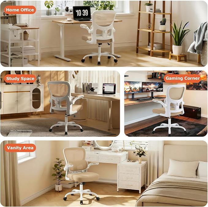 AreShark Office Chair Ergonomic Desk Chairs with Adjustable Lumbar Support, High Back Breathable Mesh Chair with Wheels& Flip-up Armrests,Rolling Swivel Comfy Task Computer Chair for Home Work Gaming