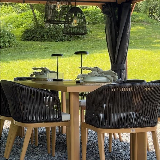 PURPLE LEAF 13 Pieces Outdoor Dining Set Patio Table and Chairs Set Aluminum Rattan Wicker Patio Furniture Set for Lawn Porch Deck Teak