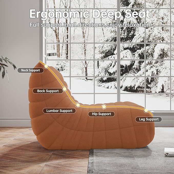 WHGBJA Bean Bag Chair for Adults, Lazy Bean Bag Sofa for Bedroom, Living Room, Reading, Gaming Floor Sofa Chair, Boneless, Comfy