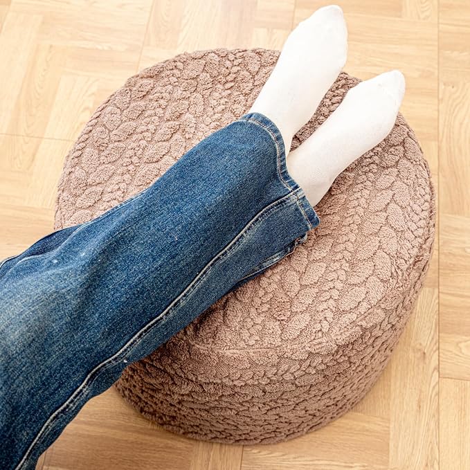 Round Pouf Ottoman 20 x 20 x 14 Inches Boho Poof Home Decor Floor Pouffe Ottoman Foot Rest for Couch Sofa Bean Bag Chairs Living Room Bedroom (Tan)