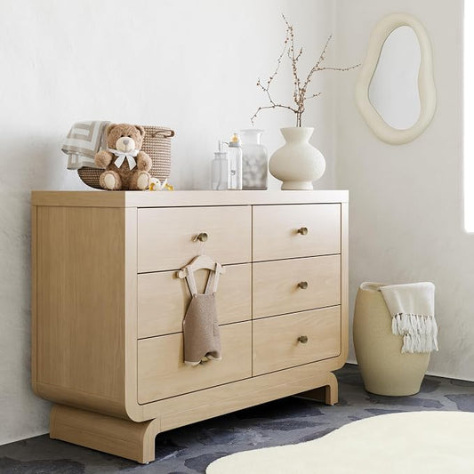 Storkcraft Santorini 6 Drawer Double Dresser (Driftwood) - GREENGUARD Gold Certified, Interlocking Drawer System, Dresser Drawer Organizer for Kids Bedroom