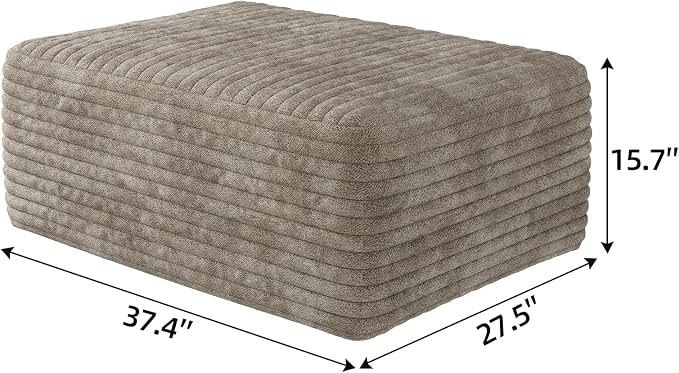 138" Oversized U Shaped Cloud Boneless Sofa Couch with Reversible Ottomans, Plush Corduroy Modular Sectional Sofa with Deep Seat, Compressed Couch for Living Room, No Assembly Required