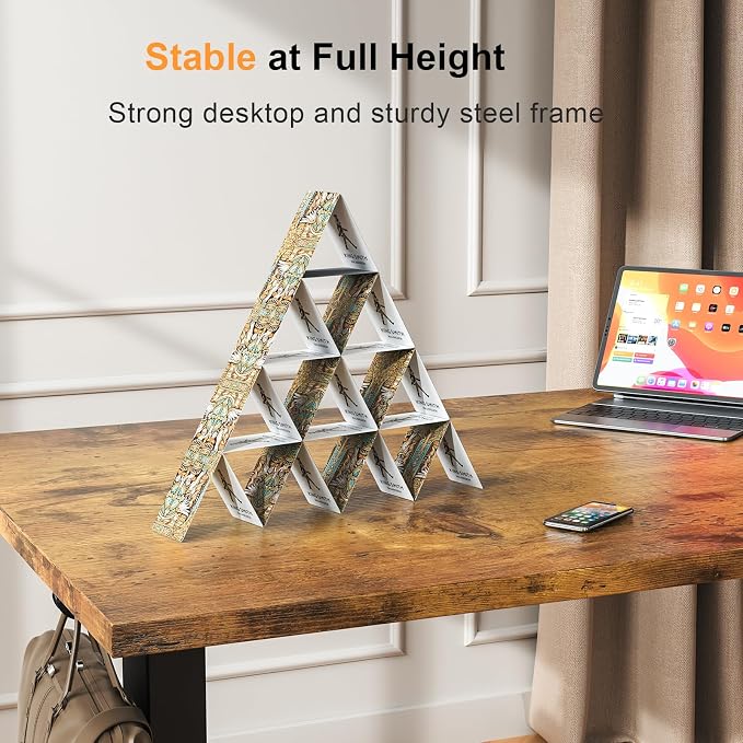 WALKINGDESK 40x24 Inches Whole Piece Electric Standing Desk, Seamless One Piece Height Adjustable Sit to Stand up Desk for Home Office, Ergonomic Computer Workstation, Rustic Brown