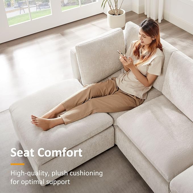 VANOMi Upholstered Square Modular Ottoman for Modular Sectional Sofa, Ottoman Footrest and Seat Cube for Living Room, Chenille