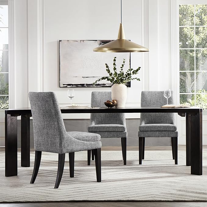 KISLOT Upholstered Dining Chairs Modern Sidechair Performance Fabric High Back Armlesschair for Diningroom Kitchen,Dark Grey,Set of 2(1 Box)