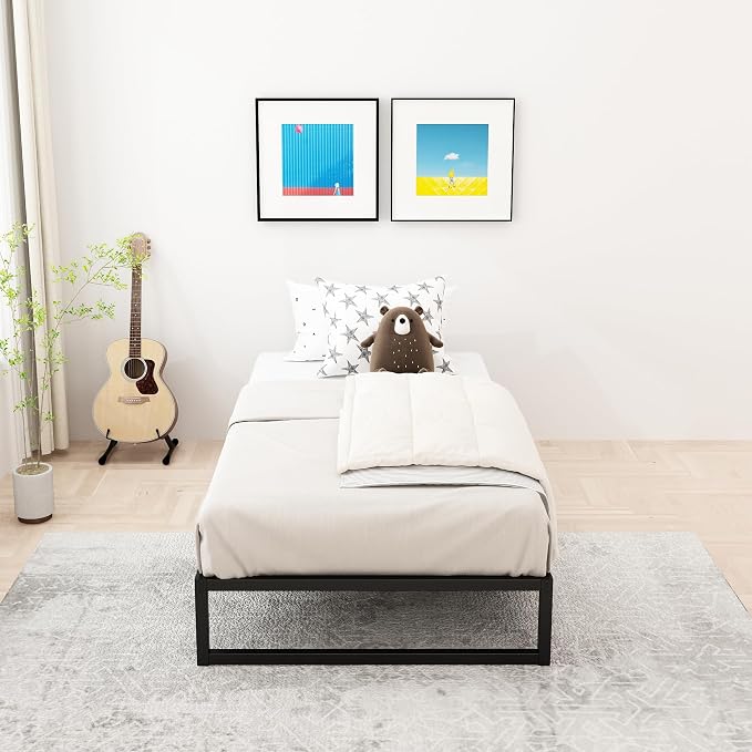 Lutown-Teen 12 Inch Twin XL Bed Frames Heavy Duty Sturdy Metal Platform Bed Frame No Box Spring Needed, Noise Free, Easy Assembly, Black