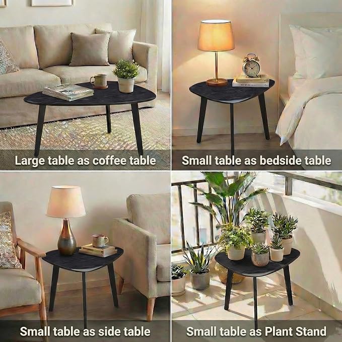 Nesting Coffee Table Set of 2-Mid Century Modern Coffee Table | Guitar Pick Stacking Tables with Solid Wood Legs,Small Coffee Tables for Small spaces,Living Room,Balcony