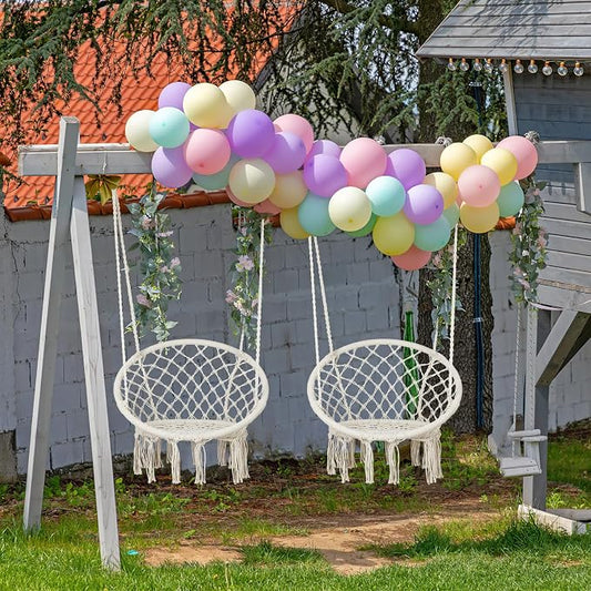 Macrame Hammock Chair Swing with Hardware Kits, Handmade Knitted Hanging Chair for Bedroom,Indoor,Outdoor, Balcony, Yard, Porch- 265 Pound Capacity -29.53" L x 29.53" W x 45.28" H