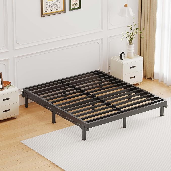 ROIL 2 Inch Queen Metal Box Spring Low Profile, Bunkie Board Bed Slat Replacement with Round Corners, 3500 lbs Capacity Heavy Duty Steel Slats, Easy Assembly, Noise Free