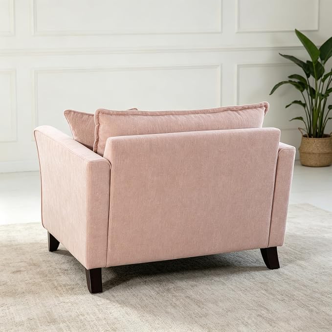 ERYE 46.9" Chenille Upholstered Accent Chair Wide Seat for Living Room Bedroom, Modern Leisure Cushion Armchair W/ 2 Pillows and Removable Cover for Home Apartment Office