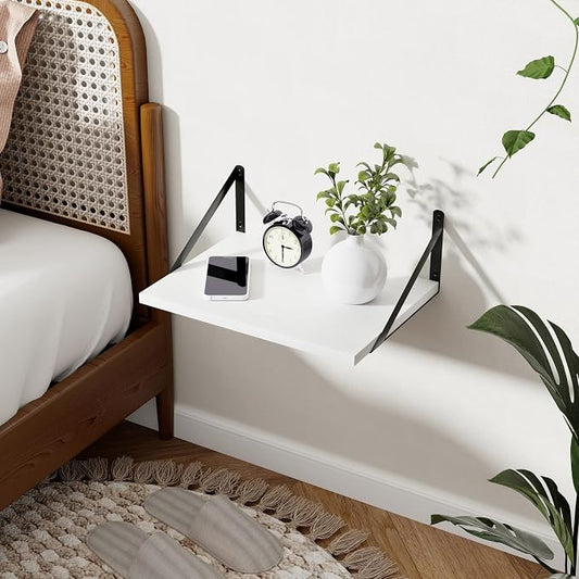 Axeman Deep Floating Shelves - 16 Inch Wide x 12 Inch Deep White Wall Shelves Set of 2-12 Inch Deep White Wood Shelves for Wall Storage & Decor