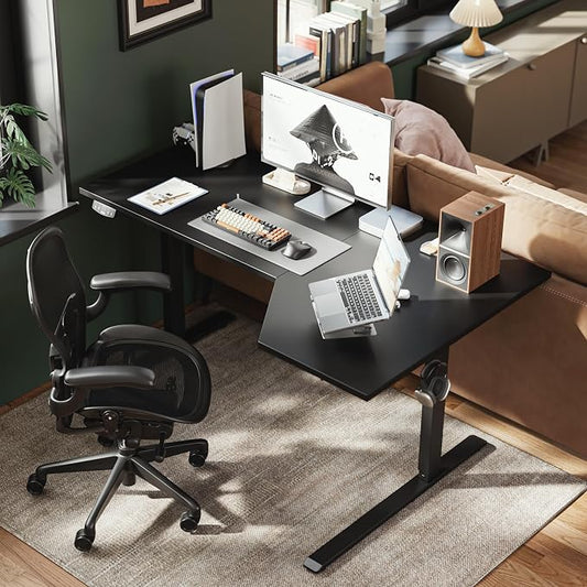Agilestic Electric Standing Desk, Height Adjustable Desk, 63 x 35 Inch Sit Stand up for Work Office Home, L Shaped Ergonomic Rising Computer Table with Memory Preset, Black