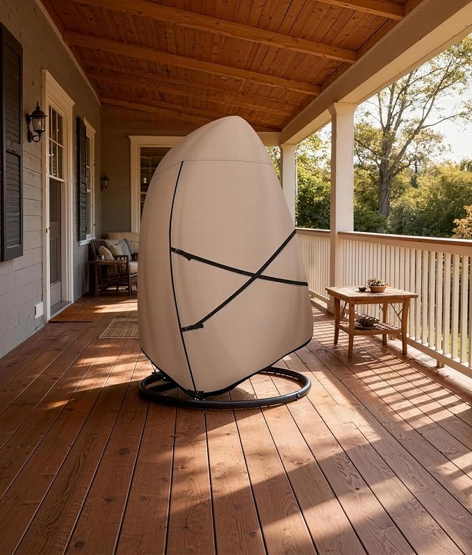 ULTCOVER Patio Hanging Egg Chair Cover - Waterproof Outdoor Double Seat Swing Egg Chair with Stand Cover 66W x 43D x 68H inches