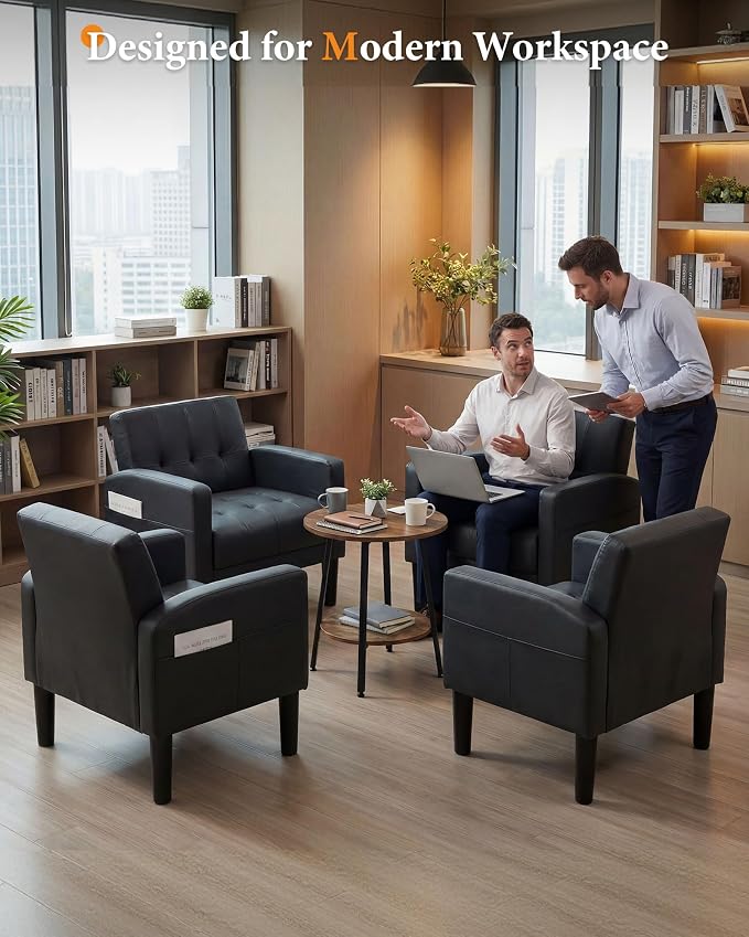 TYBOATLE Accent Chair, Living Room Chairs, Cozy Tufted Mid Century Modern Black Accent Chairs with Arms for Bedroom, Comfy Reading Arm Chair,Small Chairs for Small Spaces,Living Room,Office (1, Black)