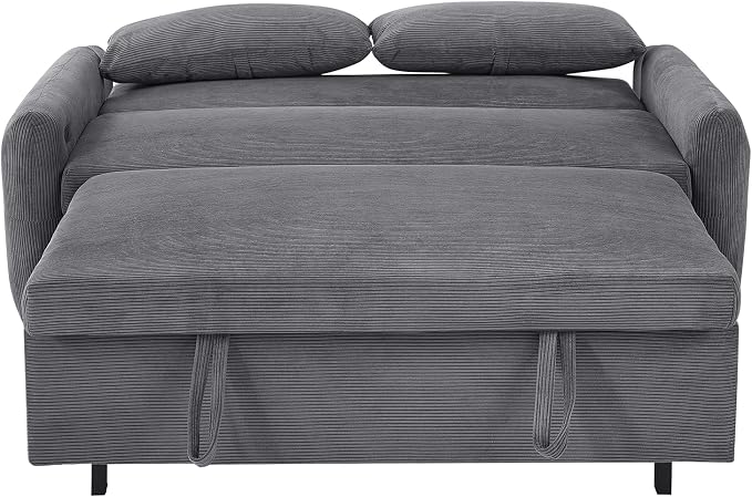ERYE 57.5-Inch Loveseat Sofa with Pull Out Sleeper Couch Bed, Comfy Corduroy Upholstered Love Seat Sofa Convertible Sleeper Sofabed,Lounge Recliner Chaise Daybed | USB Charging Ports