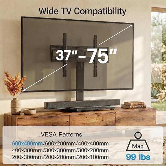 PERLESMITH Universal Swivel TV Stand Legs for 37-75 inch TVs, Height Adjustable Tabletop Mount Holds up to 99lbs, Television Table TV Stands for Livingroom & Bedroom, Universal VESA 600x400mm, PSTVS13