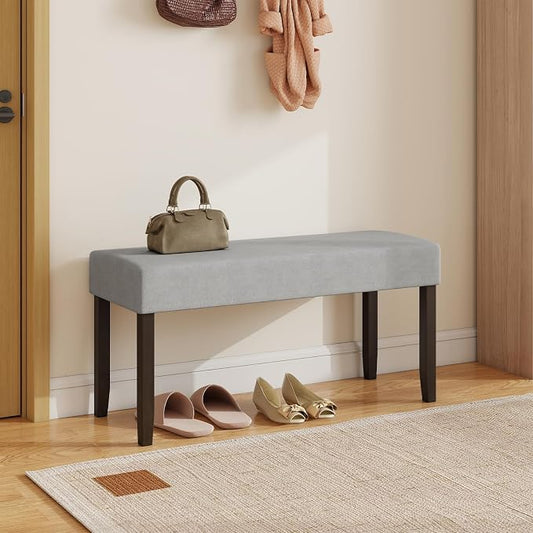 Giantex 40.5" Upholstered Entryway Bench with Padded Seat & Solid Rubber Wood Legs, Load 400Lbs, Indoor Velvet Dining Bench for Living Room, Kitchen, End of Bed, Hallway