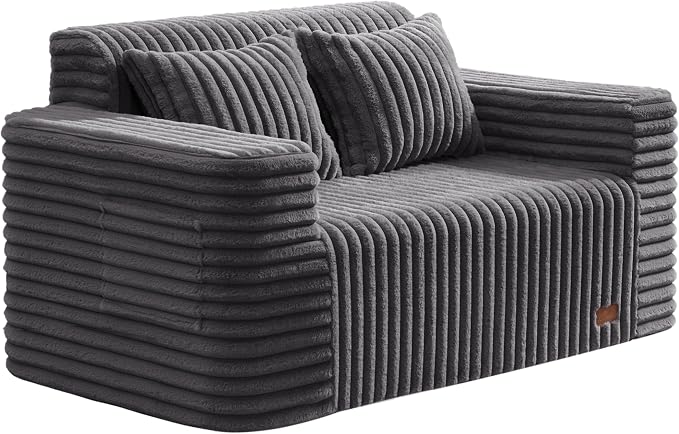 ZurNesfure Sofa Couch Cloud Loveseat, Memory Foam Couch with Pillow No Assembly Need, Modern Couch with deep seat and Washable Cover Boneless Sofas for Living Room Bedroom Apartment(Darkgrey,Loveseat)