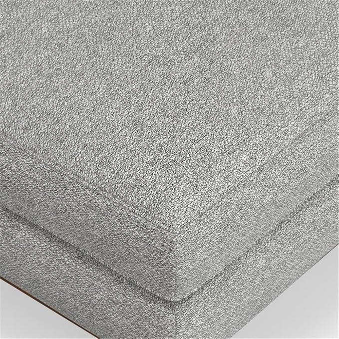 SIMPLIHOME Morrison 33-inch Wide Table Ottoman in Mist Grey Woven-Blend Fabric, Multifunctional Footrest, Coffee Table, or Extra Seating for Living Room, Mid-Century Modern Style