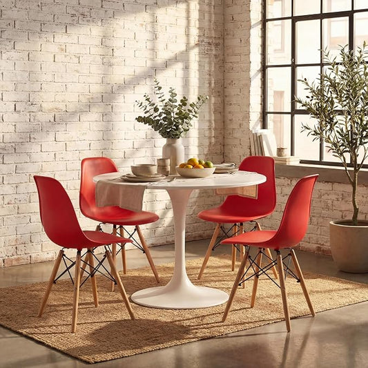 Furmax Modern Style Dining Chair Mid Century Modern DSW Chair, Shell Lounge Plastic Chair for Kitchen, Dining, Bedroom, Living Room Side Chairs Set of 4