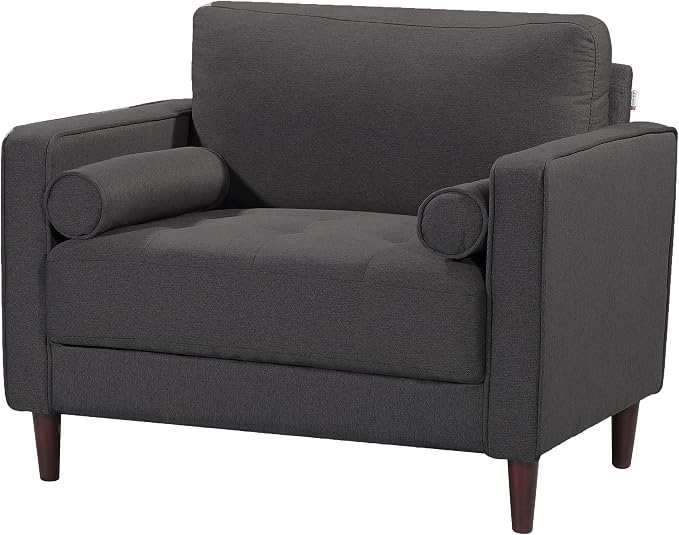 Studio Living® Lexington 39.4" Arm Chair, Mid-Century Modern, Pocket Coil Comfort, Easy Assembly, Woven Fabric, Heather Grey