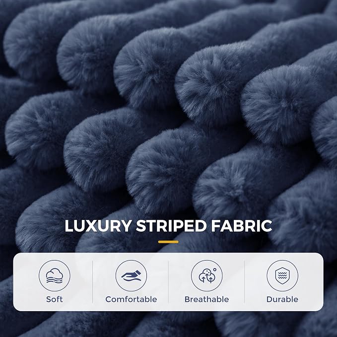 MAXYOYO Convertible Sofa Bed, 2 in 1 Folding Couch Bed for Small Space, Pull Out Loveseat Sofa Couch with Large Back Pillow, Plush Faux Fabric Lounge Couch for Living Room, Apartment, Navy