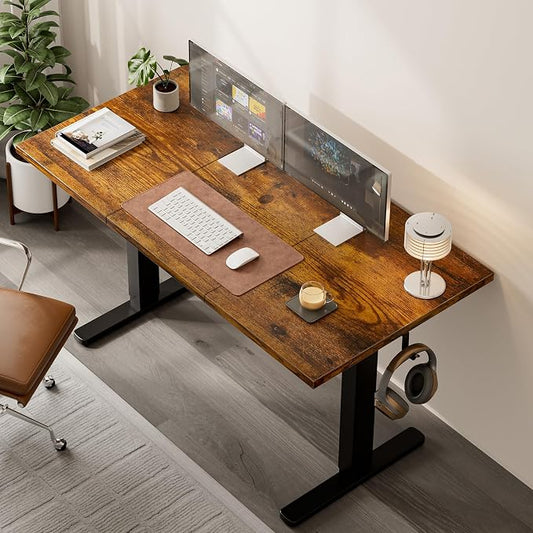 Acrolix Electric Standing Desk, Height Adjustable Home Office Desk with Memory Presets & Cable Management,Rustic Brown Sit Stand Desk for Work from Home, Ergonomic Computer Desk (55" x 24")