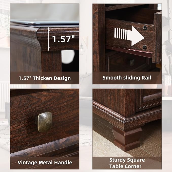 SAVOR LIFE Farmhouse Dresser and Nightstand Sets of 3, 5 Drawer Dresser & 2 Drawer Nightstand, Rustic Brown Bedroom Furniture Set for Home, Bedroom, Hallway, Walnut