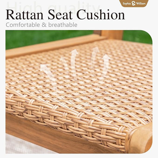 Sophia & William Outdoor Dining Set, Patio Furniture Set with Table and Chairs Set Wooden, Rattan Furniture Set of 8 Chairs and 1 Acacia Wood Rectangular Table for Yard, Garden, Porch and Poolside