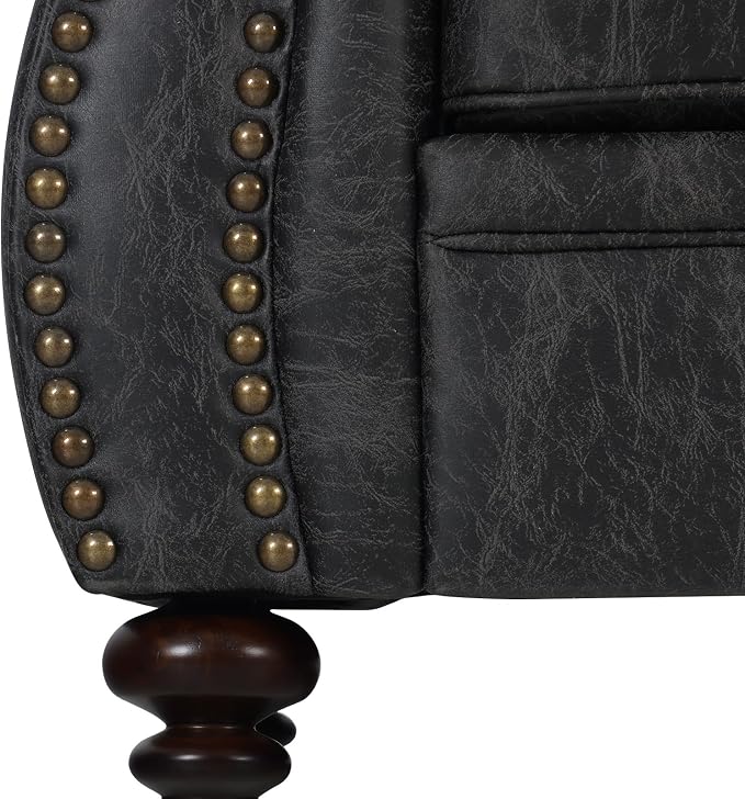 Couchus Living Room Furniture Sets,Sofa Sets and Couch Sets for Living Room,Mid-Century Vintage Sofa Couches with Rivet Design (Grey, Single+Loveseat+3 Seater)