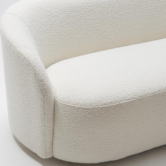 KINWELL 68" Boucle Upholstered Loveseat Sofa with Set of 2 Swivel Barrel Accent Chairs, Minimalist Comfy 2-Seater Couch and 2 Sherpa Armchairs for Small Spaces Apartment, Cream