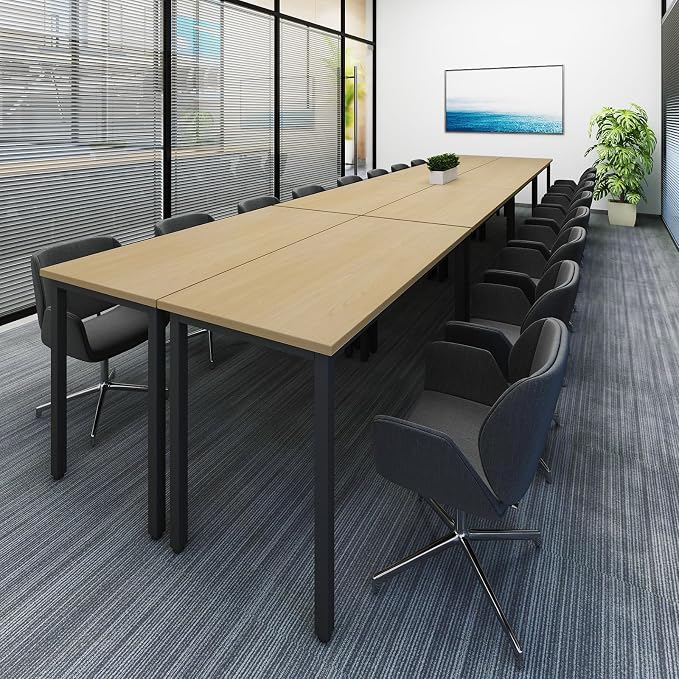 Bonzy Home Conference Tables 16ft Office Computer Desk for Meeting Room Study Writing Printer Table Meeting Seminar Table for 20 People Rustic Vintage Natural 8PCS 188.8"x47.2"x29.5"