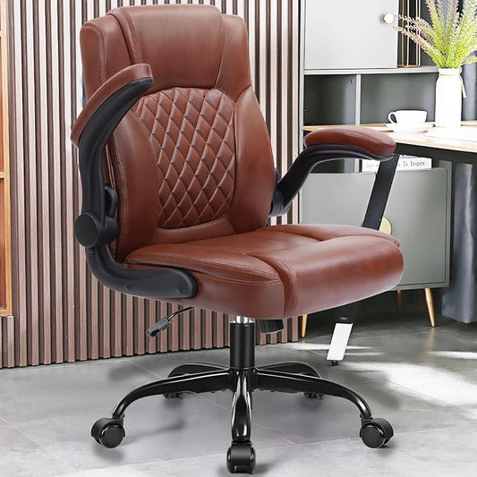 Leather Office Chair, PU Home Computer Desk Chairs with Ergonomic Back Support, 360°Swivel Free,Small Gaming Chair with Wheels and Adjustable Armrests, for Short People Use