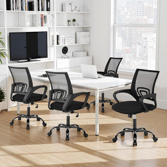 BestOffice Office Chair Ergonomic Cheap Desk Chair Mesh Computer Chair Lumbar Support Modern Executive Adjustable Stool Rolling Swivel Chair for Back Pain (Black)