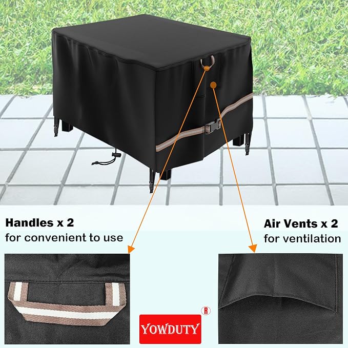 Rectangular Propane Gas Fire Pit Table Cover 44x28x24 Inch, Waterproof Heavy Duty 600D Rectangle Outdoor Fireplace Cover 44 inch, All-weather Protection For Patio Firepit Table 42/43/44 inch