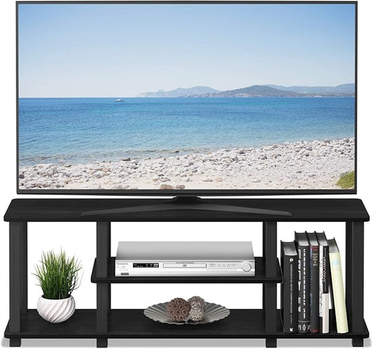 Furinno 20 Pounds Turn-N-Tube No Tools 3D 3-Tier Entertainment TV Stand up to 50 inch TV, Square Tubes, Americano/Black