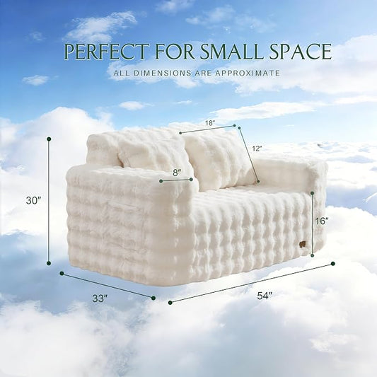 ZurNesfure Sofa Couch Loveseat, Memory Foam Couch with Pillow, Modern Cloud Couch with deep seat and Removable Washable Cover Boneless Sofas for Living Room Bedroom Apartment (White,Loveseat)