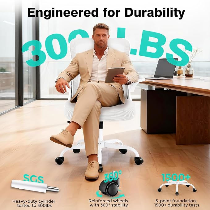 AreShark Office Chair - Ergonomic Breathable Mesh Desk Chair with Adjustable Lumbar Support and Flip-up Armrests - Executive High Back Rolling Swivel Comfortable Computer Gaming Chair for Home Office