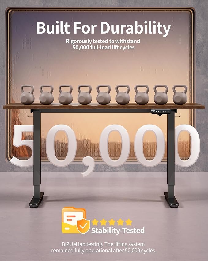 BIZUM Electric Standing Desk 60 x 24 Inch Computer Desk-Gaming Desk Dark Walnut Home Office Desks Height Adjustable Memory Stand Up Computer Workstation