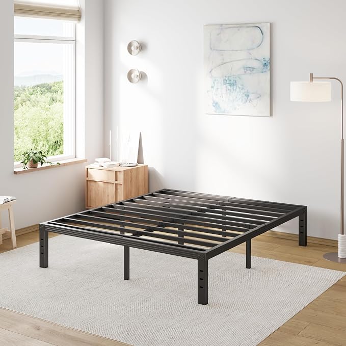 Full Size Bed Frame 14“ High Heavy Duty Metal Platform Bed Frame,Sturdy Steel Support,No Box Spring Needed,Noise-Free,Easy Assembly