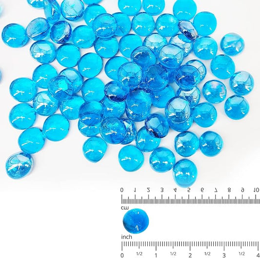 10 Pound Fire Pit Glass 1/2 Inch Reflective Round Fire Glass Drops Beads Rocks for Natural or Propane Fire Pit and Landscaping Pacific Blue
