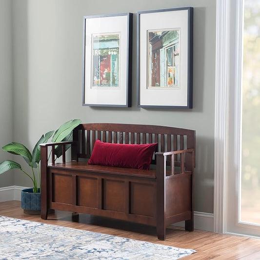 Linon Home Dcor Linon Home Decor Cynthia Storage Bench, 50"w x 17.25"d x 32"h, Walnut