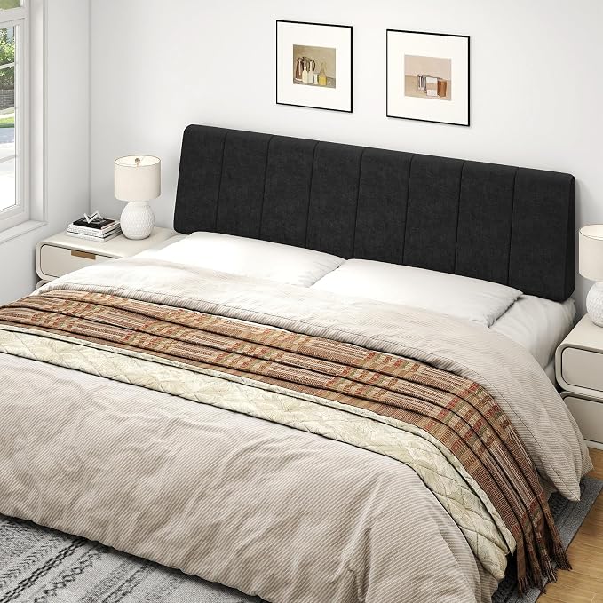 King Size Headboard Only-No Assembly, Upholstered Headboard King Size Linen Fabric Modern Style Headboards Extra-Thick, Black