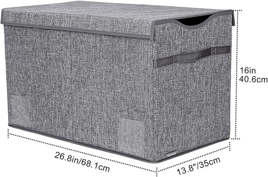 YOLOXO Toy Box Chest, Collapsible Sturdy Storage Bins with Lids, Extra Large Kids Toy Storage Organizer Boxes Bins Baskets for Kids, Boys, Girls, Nursery Room, Playroom, Closet (Linen Gray)