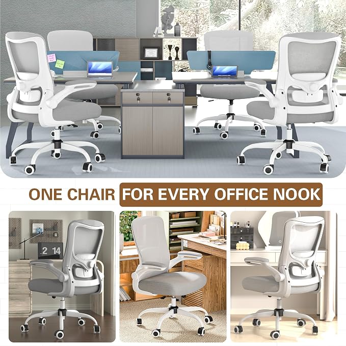 Ergonomic Office Chair for Long Hours, Padded Lumbar Support for Lower Back Relief, 330 lb Capacity, Comfortable Computer Desk Chair for Home Office, Computer & Study