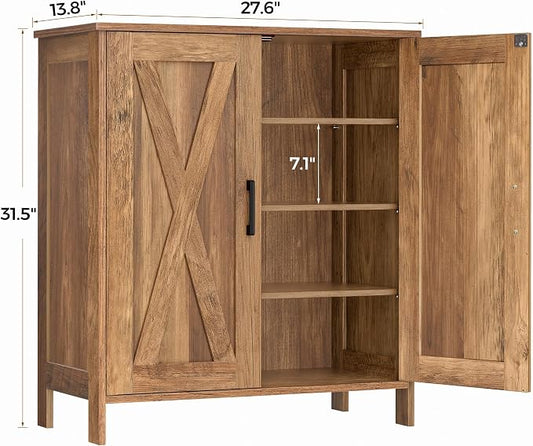 Homleke Farmhouse Shoe Cabinet with 2 Barn Doors & Wood Legs, 5-Tier Shoe Storage Cabinet with 3 Adjustable Shelves, Tall Shoe Rack Organizer for Closet, Shoe Organizer for Entryway, Rustic Walnut