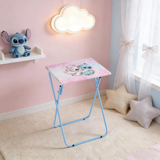 Disney Stitch Folding Tray Table,Portable Snack & Laptop Table, Compact Space-Saving Design for Kids & Teens, Lightweight Indoor Table for Bedroom, Dorm, or Playroom