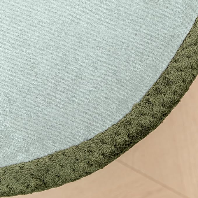 Poofieotto 20"x14" Round Foam Stuffed Pouf Ottoman - Modern Floor Foot Rest & Seating for Living Room, Bedroom, or Couch - Stylish Home Decor Accent (Deep Green)