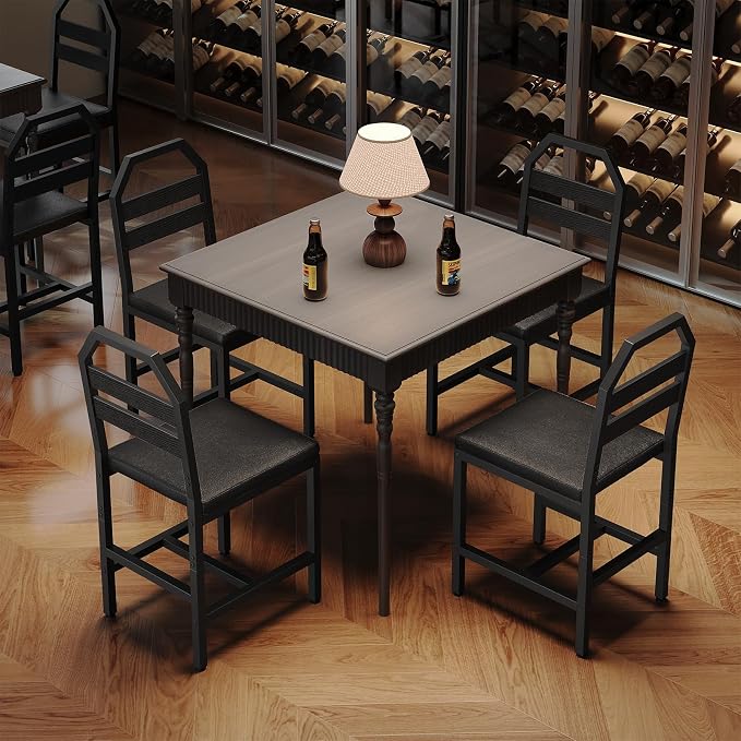 YATINEY Dining Chairs, Kitchen Chairs with Back Support, Upholstered Seat and Metal Legs, for Kitchen, Living Room, Black CY02L4BB